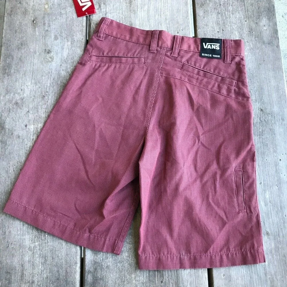 Vans Boys Shorts Size 10 Sliver Vintage‎ Red Striped NEW